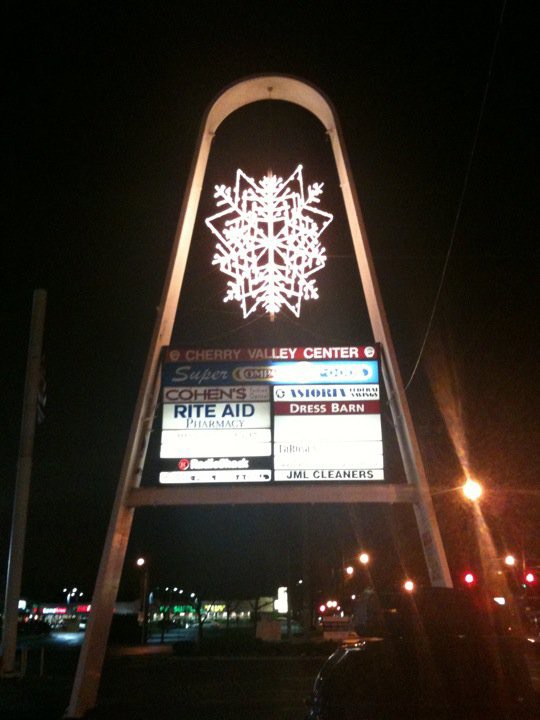 Cherry Valley Center snowflake sign