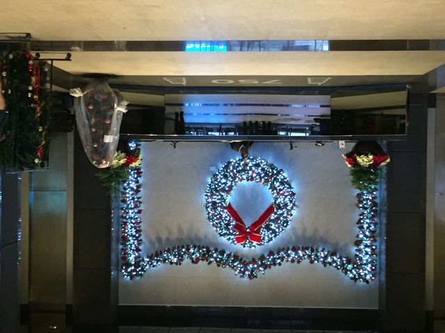 Wreath and garland lobby display