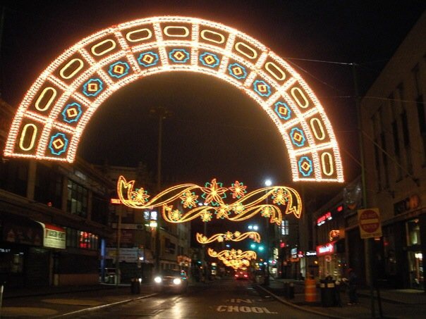 Colorful arch street display